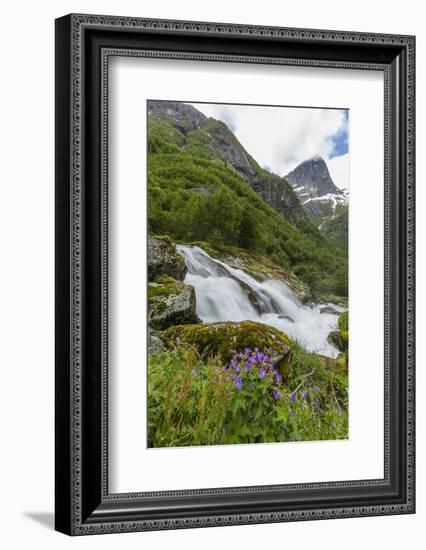 Slow Shutter Speed Silky Water of the Olden River as it Flows Along Briksdalen-Michael Nolan-Framed Photographic Print