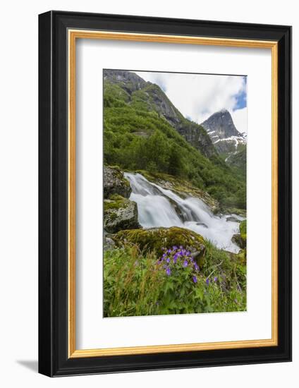 Slow Shutter Speed Silky Water of the Olden River as it Flows Along Briksdalen-Michael Nolan-Framed Photographic Print