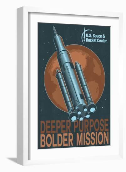 SLS Rocket and Mars-Lantern Press-Framed Art Print
