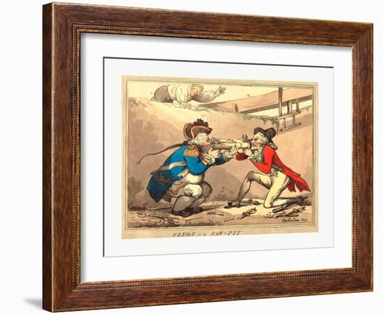 Slugs in a Sawpit, 1791, Hand-Colored Etching, Rosenwald Collection-Thomas Rowlandson-Framed Giclee Print