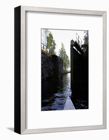 Sluice at Lennartsfors in the Dalsland Canal, on Lelång Lake, Dalsland, Värmlands län, Sweden-Andrea Lang-Framed Photographic Print