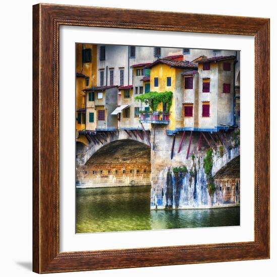 Small Balcony on Ponte Vecchio, Florence, Italy-George Oze-Framed Photographic Print