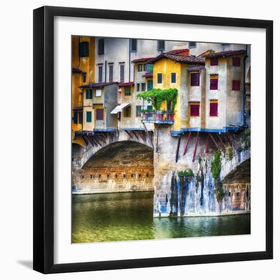 Small Balcony on Ponte Vecchio, Florence, Italy-George Oze-Framed Photographic Print