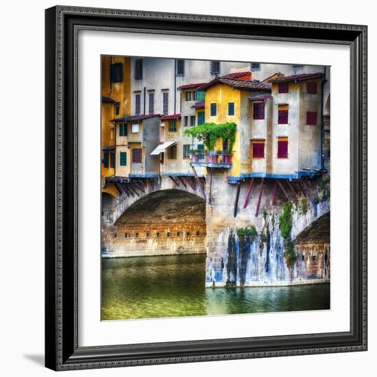 Small Balcony on Ponte Vecchio, Florence, Italy-George Oze-Framed Photographic Print