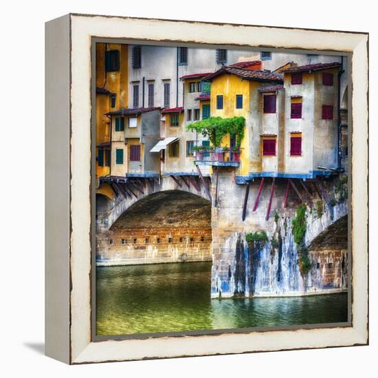 Small Balcony on Ponte Vecchio, Florence, Italy-George Oze-Framed Premier Image Canvas