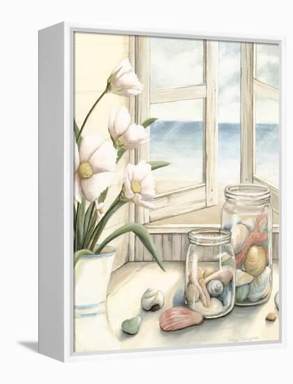 Small Beach House View I-Megan Meagher-Framed Stretched Canvas