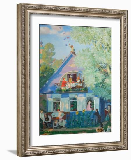 Small Blue House, 1920-Boris Michaylovich Kustodiev-Framed Giclee Print