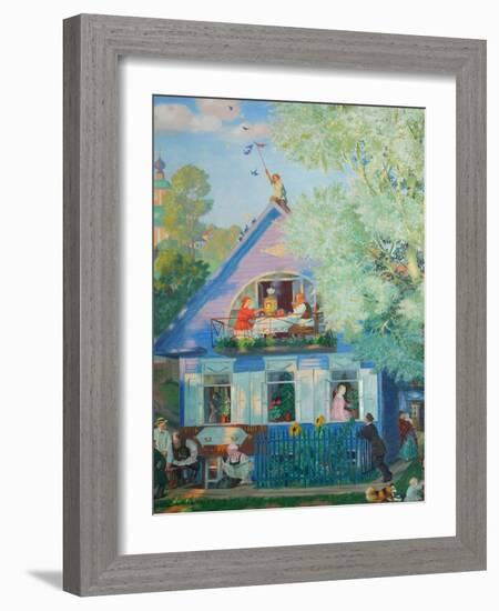 Small Blue House, 1920-Boris Michaylovich Kustodiev-Framed Giclee Print