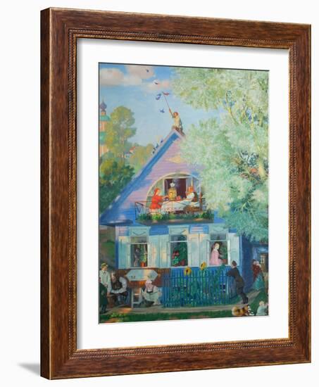 Small Blue House, 1920-Boris Michaylovich Kustodiev-Framed Giclee Print