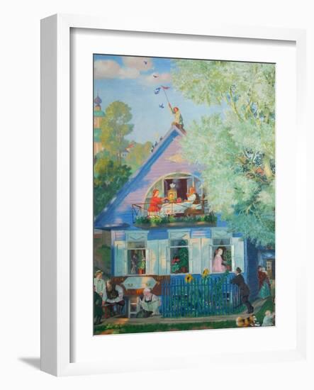 Small Blue House, 1920-Boris Michaylovich Kustodiev-Framed Giclee Print