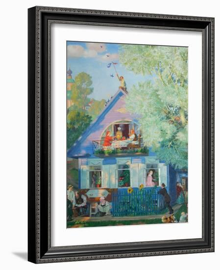 Small Blue House, 1920-Boris Michaylovich Kustodiev-Framed Giclee Print