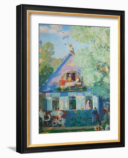 Small Blue House, 1920-Boris Michaylovich Kustodiev-Framed Giclee Print