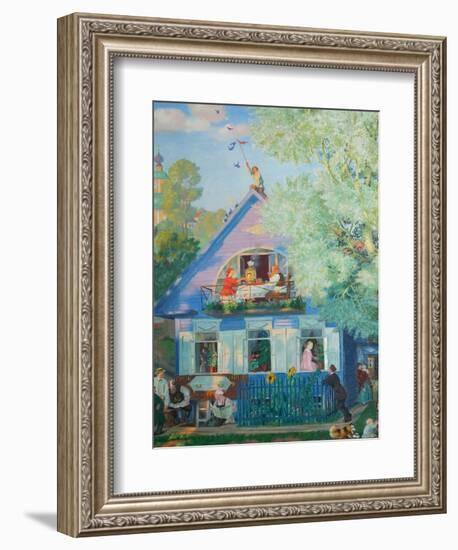 Small Blue House, 1920-Boris Michaylovich Kustodiev-Framed Premium Giclee Print