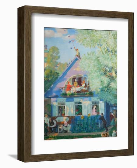 Small Blue House, 1920-Boris Michaylovich Kustodiev-Framed Premium Giclee Print