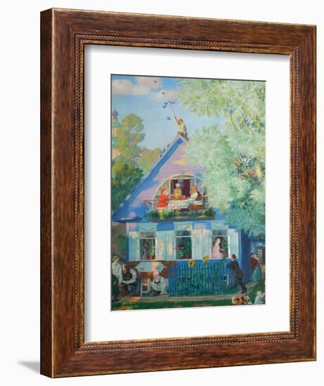 Small Blue House, 1920-Boris Michaylovich Kustodiev-Framed Premium Giclee Print