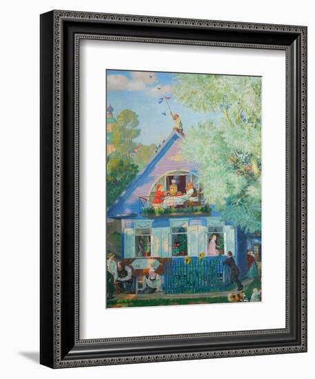 Small Blue House, 1920-Boris Michaylovich Kustodiev-Framed Premium Giclee Print