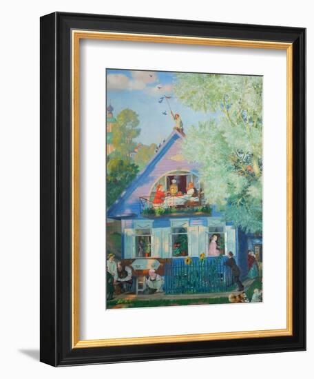 Small Blue House, 1920-Boris Michaylovich Kustodiev-Framed Premium Giclee Print