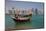 Small Boat and City Centre Skyline, Doha, Qatar, Middle East-Frank Fell-Mounted Photographic Print