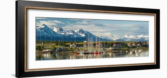 Small Boat Harbor and Snow Capped Mountains around Ushuaia, Tierra Del Fuego Province, Argentina-null-Framed Photographic Print