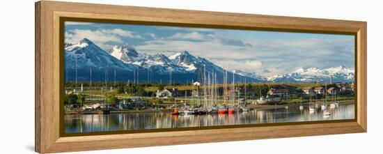 Small Boat Harbor and Snow Capped Mountains around Ushuaia, Tierra Del Fuego Province, Argentina-null-Framed Premier Image Canvas