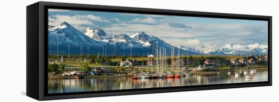 Small Boat Harbor and Snow Capped Mountains around Ushuaia, Tierra Del Fuego Province, Argentina-null-Framed Premier Image Canvas