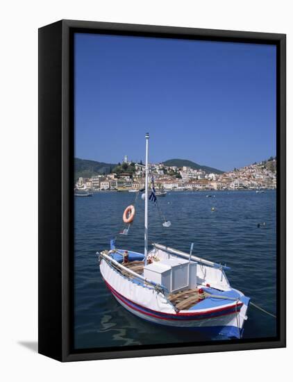Small Boat in Harbour on Poros, Saronic Islands, Greek Islands, Greece, Europe-Lightfoot Jeremy-Framed Premier Image Canvas