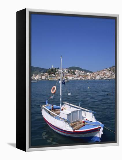 Small Boat in Harbour on Poros, Saronic Islands, Greek Islands, Greece, Europe-Lightfoot Jeremy-Framed Premier Image Canvas