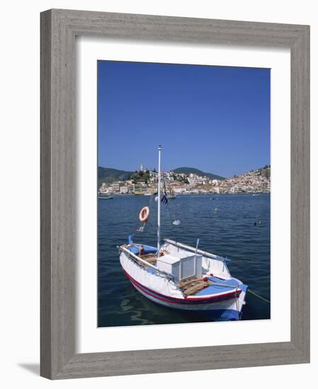 Small Boat in Harbour on Poros, Saronic Islands, Greek Islands, Greece, Europe-Lightfoot Jeremy-Framed Photographic Print