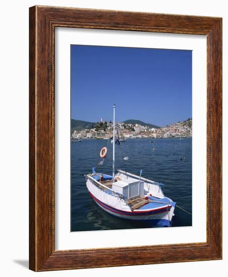 Small Boat in Harbour on Poros, Saronic Islands, Greek Islands, Greece, Europe-Lightfoot Jeremy-Framed Photographic Print