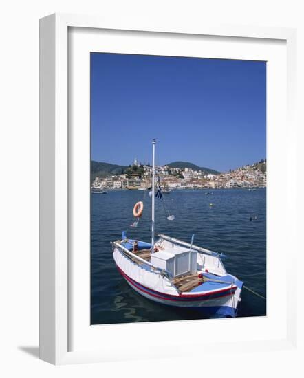 Small Boat in Harbour on Poros, Saronic Islands, Greek Islands, Greece, Europe-Lightfoot Jeremy-Framed Photographic Print