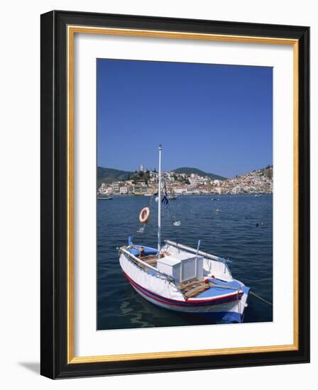 Small Boat in Harbour on Poros, Saronic Islands, Greek Islands, Greece, Europe-Lightfoot Jeremy-Framed Photographic Print