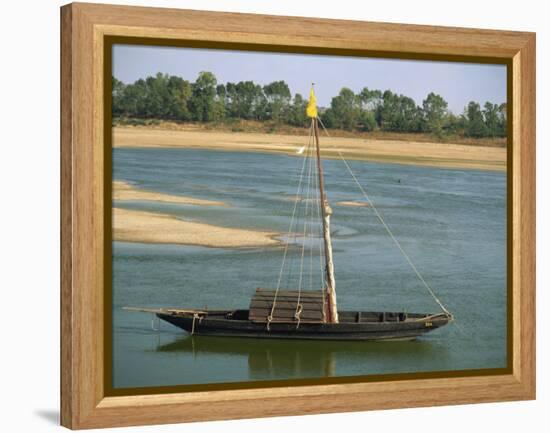 Small Boat Moored on the River Loire Near Mont Jean in Pays De La Loire, France, Europe-Michael Busselle-Framed Premier Image Canvas