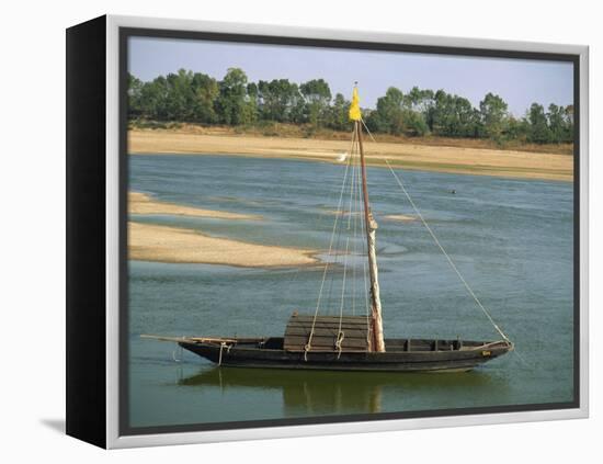 Small Boat Moored on the River Loire Near Mont Jean in Pays De La Loire, France, Europe-Michael Busselle-Framed Premier Image Canvas