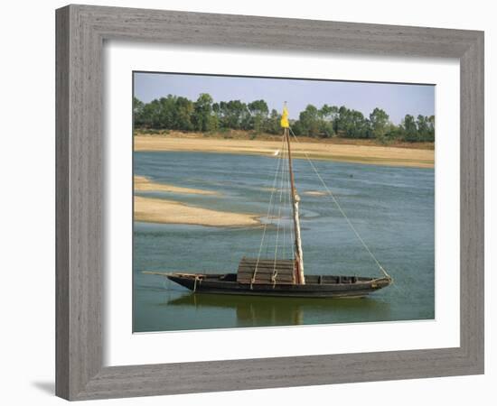 Small Boat Moored on the River Loire Near Mont Jean in Pays De La Loire, France, Europe-Michael Busselle-Framed Photographic Print