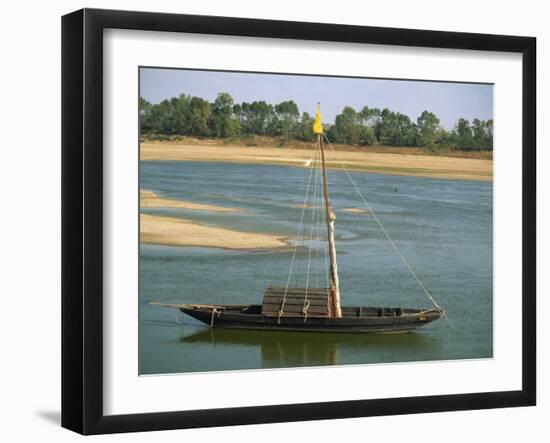 Small Boat Moored on the River Loire Near Mont Jean in Pays De La Loire, France, Europe-Michael Busselle-Framed Photographic Print