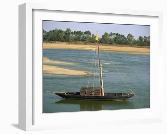 Small Boat Moored on the River Loire Near Mont Jean in Pays De La Loire, France, Europe-Michael Busselle-Framed Photographic Print