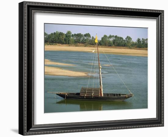 Small Boat Moored on the River Loire Near Mont Jean in Pays De La Loire, France, Europe-Michael Busselle-Framed Photographic Print