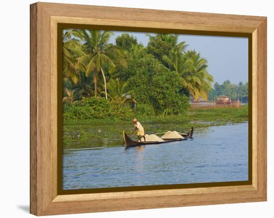 Small Boat on the Backwaters, Allepey, Kerala, India, Asia-Tuul-Framed Premier Image Canvas