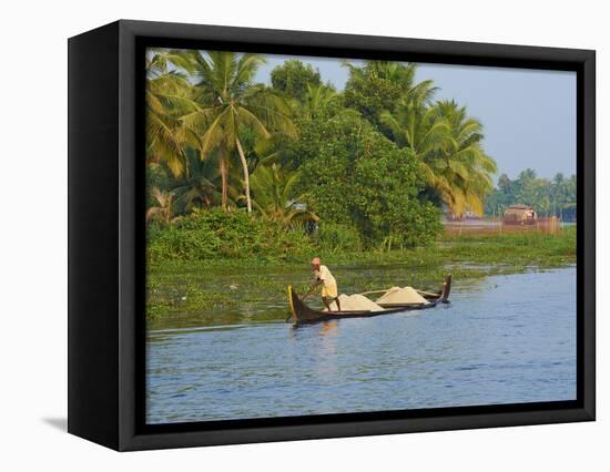 Small Boat on the Backwaters, Allepey, Kerala, India, Asia-Tuul-Framed Premier Image Canvas