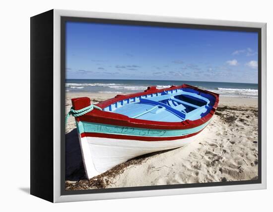 Small Boat on Tourist Beach the Mediterranean Sea, Djerba Island, Tunisia, North Africa, Africa-Dallas & John Heaton-Framed Premier Image Canvas