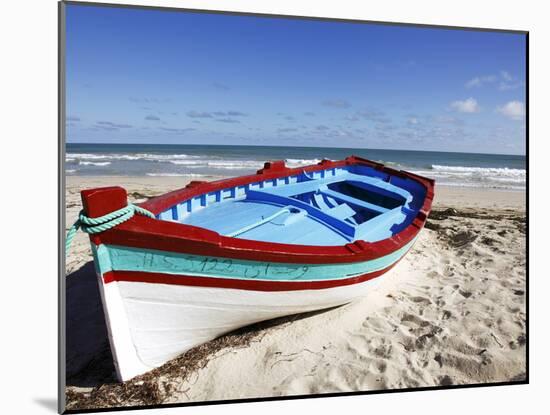 Small Boat on Tourist Beach the Mediterranean Sea, Djerba Island, Tunisia, North Africa, Africa-Dallas & John Heaton-Mounted Photographic Print
