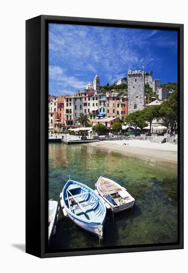 Small Boats at Anchor in Harbor, Portovenere, La Spezia, Italy-Terry Eggers-Framed Premier Image Canvas