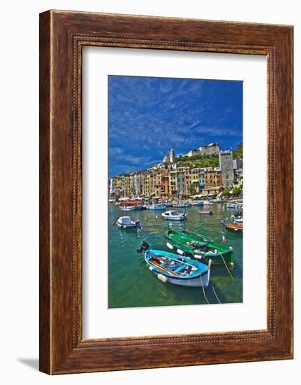 Small Boats at Anchor in Harbor, Portovenere, La Spezia, Italy-Terry Eggers-Framed Photographic Print