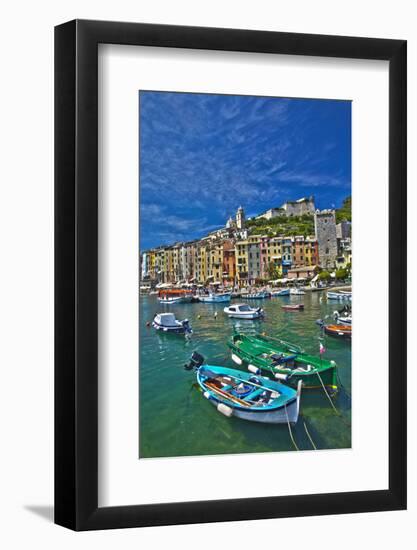 Small Boats at Anchor in Harbor, Portovenere, La Spezia, Italy-Terry Eggers-Framed Photographic Print