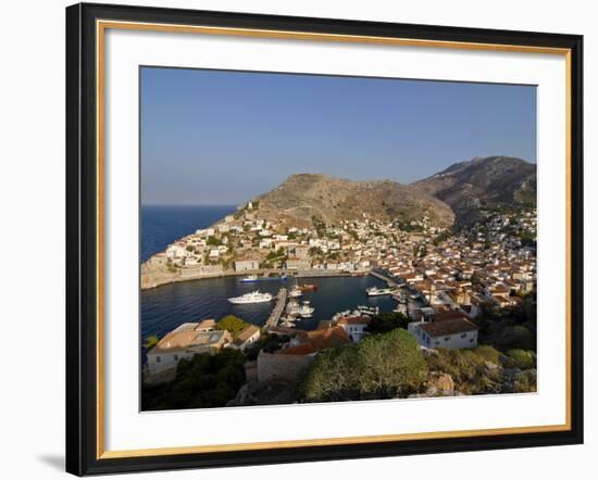 Small Boats in the Harbor of the Island of Hydra, Greek Islands, Greece, Europe-null-Framed Photographic Print