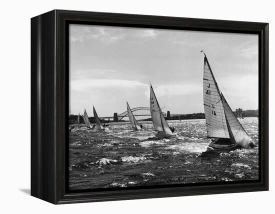 Small Boats Sailing on Sydney Harbor-Bettmann-Framed Premier Image Canvas