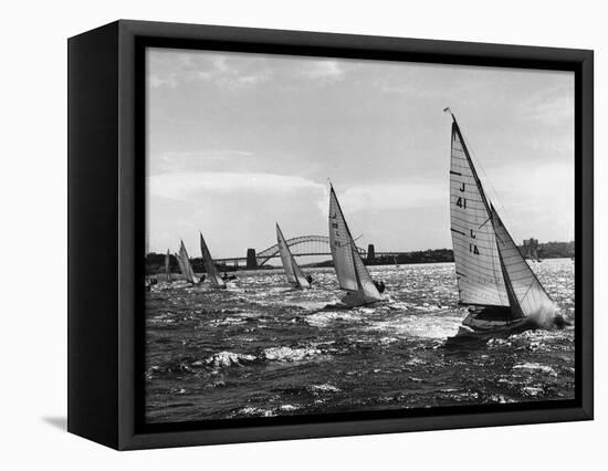 Small Boats Sailing on Sydney Harbor-Bettmann-Framed Premier Image Canvas