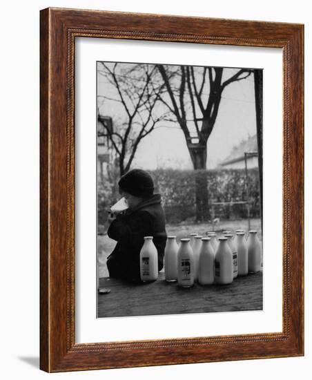 Small Boy Helping Himself to Milk-Gordon Parks-Framed Photographic Print