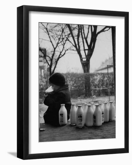 Small Boy Helping Himself to Milk-Gordon Parks-Framed Photographic Print