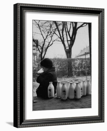 Small Boy Helping Himself to Milk-Gordon Parks-Framed Photographic Print